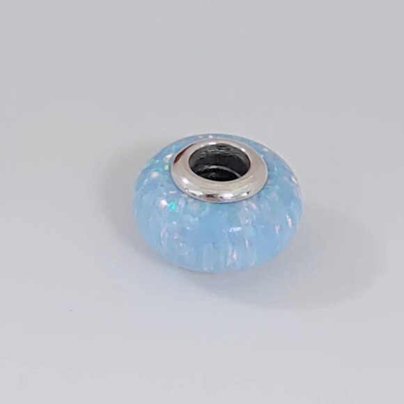 Pandora Opalescent Ocean Blue Charm with Lab-Created Opal Murano Glass Charm - Picture 3 of 4